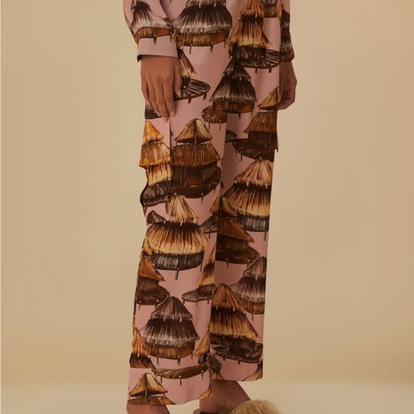 FARM Rio Pants - FARM Rio Pink and Brown Patterned Pants